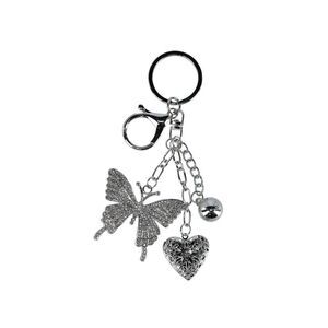 CTM Women's Crystal Butterfly & Heart Bag Charm